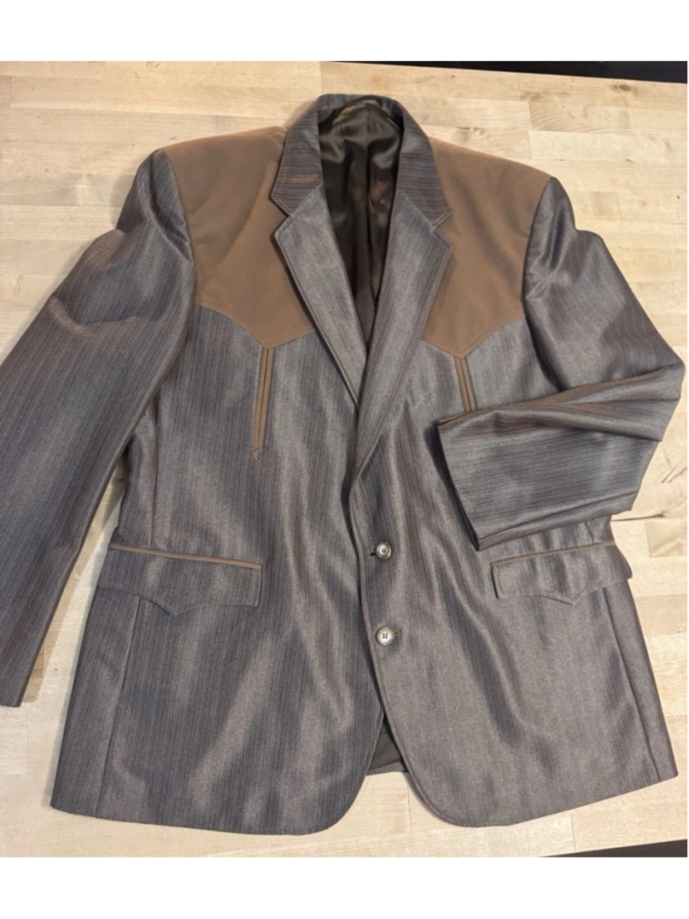 Vintage 1988 Circle S Men's Western Jacket - 42R Brown Tan Shimmer Fleece Panel